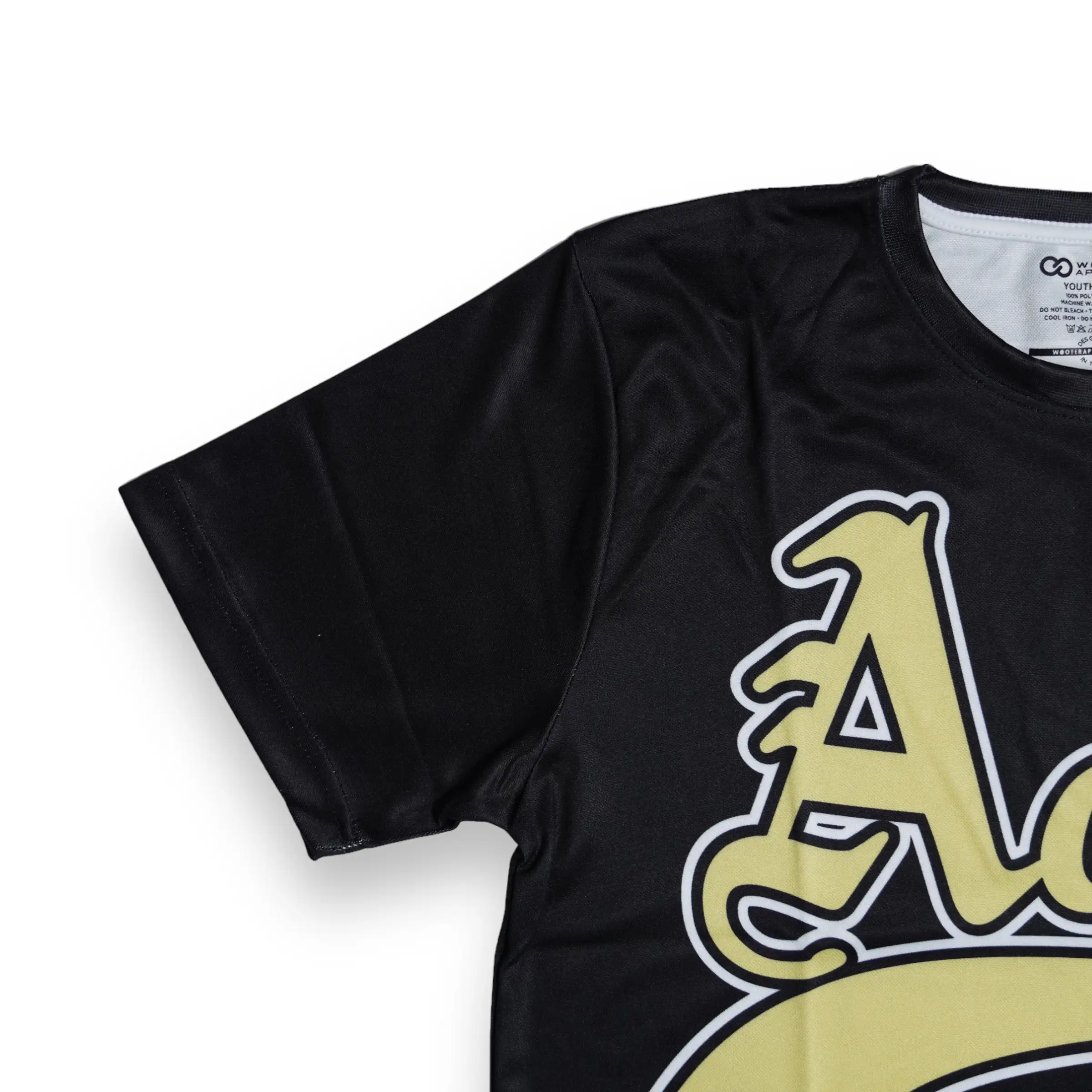 Wooter Custom Crew Neck Baseball Jerseys - ACES - black and vegas gold design