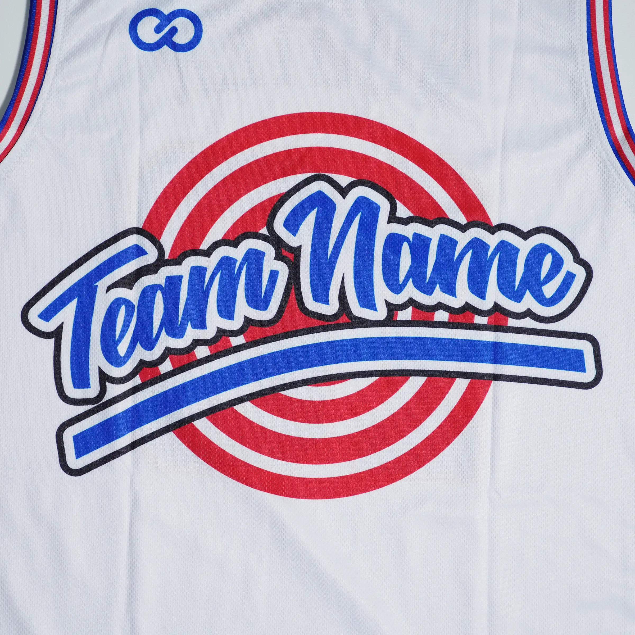 Wooter Custom Round Neck Basketball Jerseys-Team Name-white, royal and red design